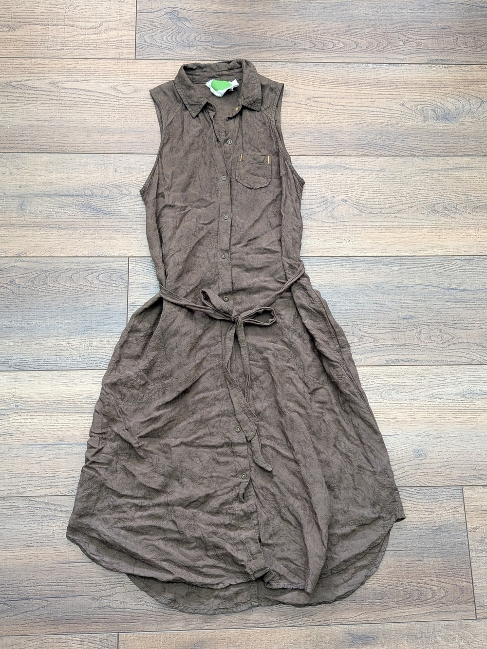 Anthropologie Brown Sleeveless Button-Down Maxi Shirt Dress